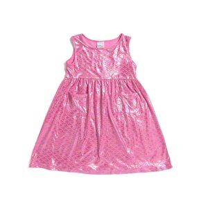 FLAP HAPPY Pink Girls Shiny Scales Upf 50 Cover-up Dress